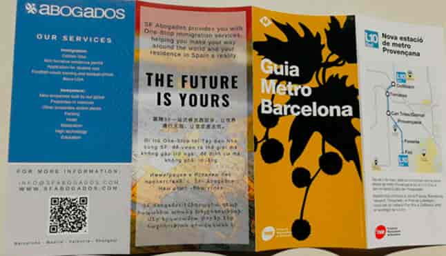 SF在巴塞罗那旅游地图以及地铁地图上刊登广告